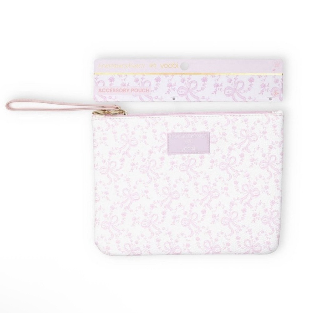 LoveShackFancy x Target Yoobi Coquette Bow Flat Zip Pencil Case w/Strap NWT